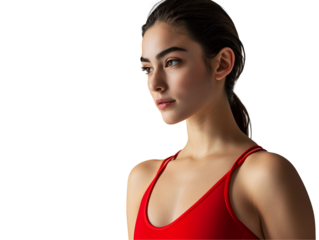 Young Woman in Red Swimsuit