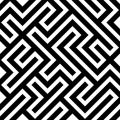Black and white geometric maze pattern background