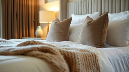 Double bed with a comforting array of pillows and a blanket, ready to envelop you in warmth