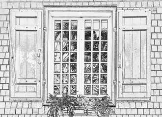 Fenêtre de vieille maison Coloniale