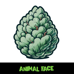 Vector Illustrated Animal Face Cannabis Bud Strain Cartoon