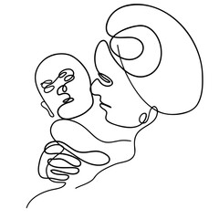 Mother and son drawing with lines