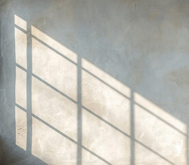 Shadow window overlay sunlight on gray cement wall