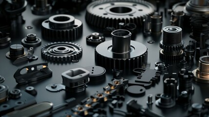 a close up of many different types of gears