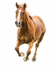 Obraz premium a brown horse running on a white background