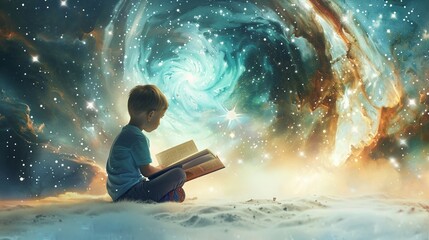 A mysterious cosmic portal, crafted from masking tape, opens in a childrens book illustration, inviting young readers into a world of imagination and adventure,  - obrazy, fototapety, plakaty