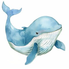 A watercolor painting of a blue whale.