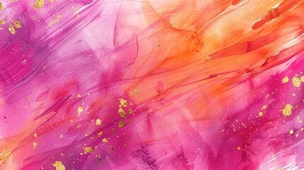 Hand-painted watercolor energy in magenta, tangerine, and gold touches.