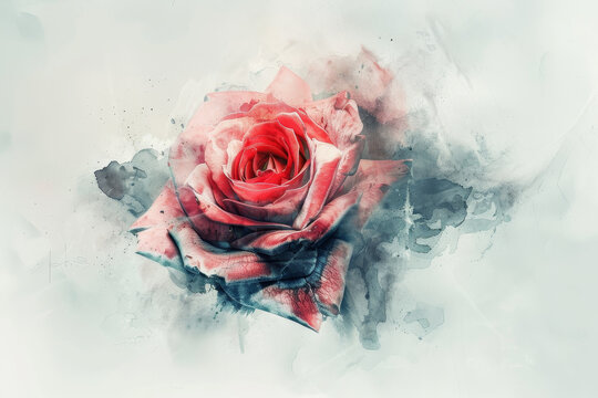 A rose is the main focus of the image, with its petals and stem visible