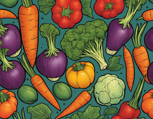 Colorful Vegetables Pattern Illustration