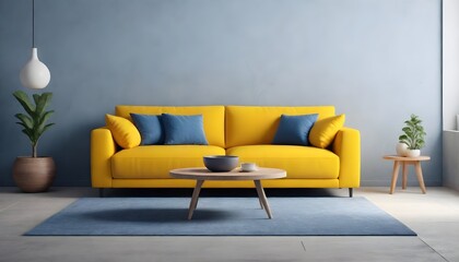 modern living room with sofa yellow 