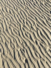 close up overhead view of ripples in sand