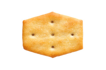 Hexagonal cracker isolated on white background. One cookie close-up.