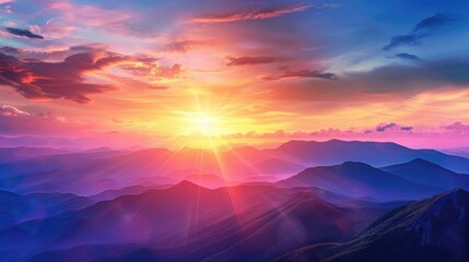 Scenic Sunset Wallpaper at Mountain Peaks