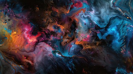 An abstract representation of cosmic transcendence, with vibrant colors and dynamic shapes capturing the essence of the universe's infinite possibilities. - obrazy, fototapety, plakaty
