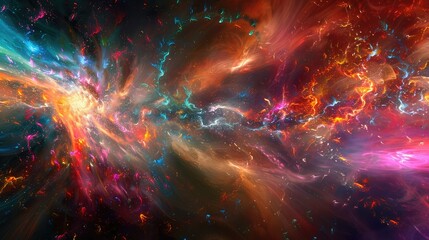 An abstract representation of cosmic energy, with vibrant patterns and luminous waves intertwining to form a celestial tapestry of unparalleled beauty. - obrazy, fototapety, plakaty