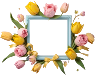 frame with tulips and roses