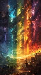 Mystical spells and curses that control the weather patterns on different planets, wielded by elemental sorcerers