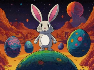 easter bunny and easter eggs