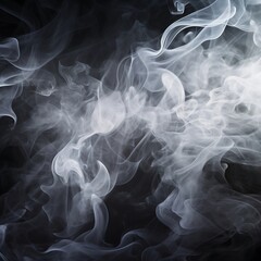 Fototapeta premium Smoky background, abstract white smoke on black background