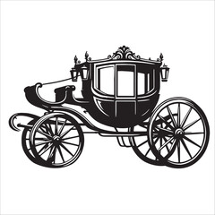 Fototapeta premium Four-wheeled carriage silhouette on a white background