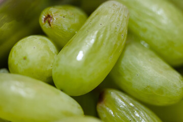 A closeup of green grapes macro shot