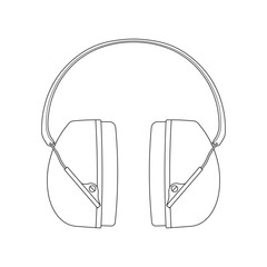 Hand drawn cartoon Vector illustration earmuff hearing protection icon Isolated on White