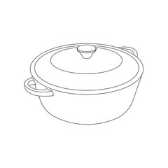Hand drawn cartoon Vector illustration dutch oven icon Isolated on White