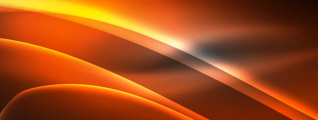 A close up of an amber wave glows against a dark sky, resembling a fiery landscape. The orange hue creates a mesmerizing pattern, radiating warmth like an automotive light on wood and plants