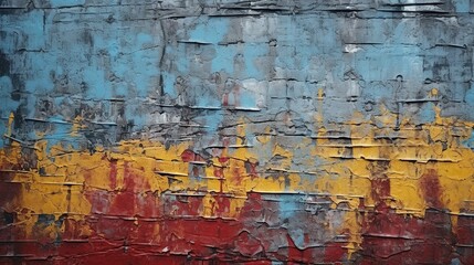 Old metal with cracked colorful hand painted grunge texture abstract background.