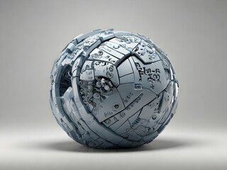globe on a white. globe, earth, world, planet, sphere, map, global, business, ball, puzzle, illustration, continent, europe,Ai generated 