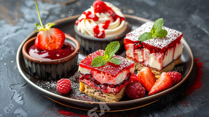 Assortment of gourmet strawberry desserts