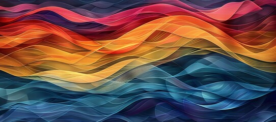 Vivid Abstract Digital Art with Flowing Colors and Waves