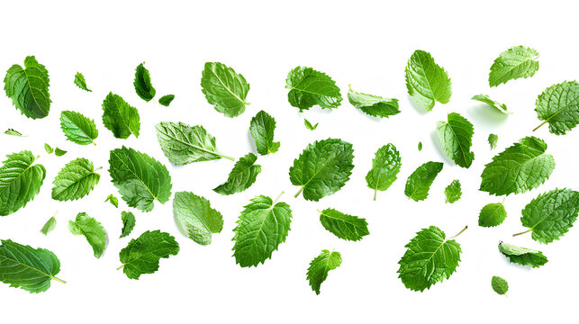 alling melissa leaves, lemon balm twig isolated on white background with clipping path