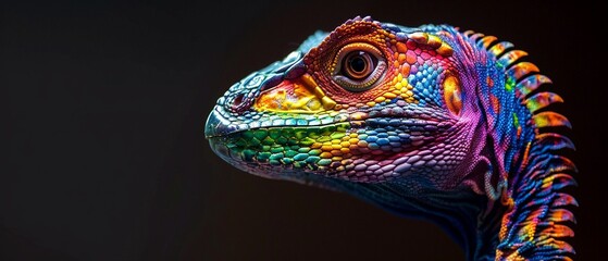 Chromatic velociraptor portrait rainbow sheen - obrazy, fototapety, plakaty