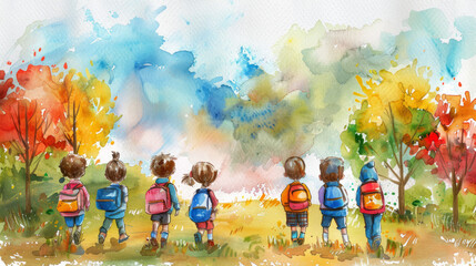 Happy Children on Holiday Illustration