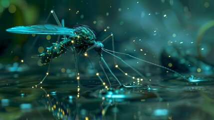 Nanotech mosquito in a digital swamp bioluminescent details