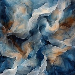 Abstract Art with Blue, White and Brown Tones