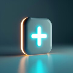Obraz premium Craft a 3D concept featuring a minimalist yet striking add button, its plus sign glowing against a clean background, AI Generative