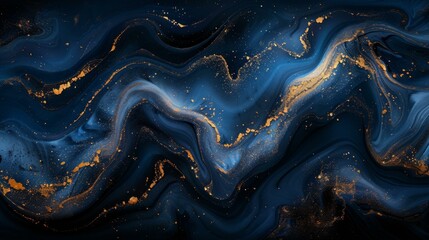 Dark navy elegance, infused with shimmering gold specks, rich and profound, artistic abstraction, AI Generative
