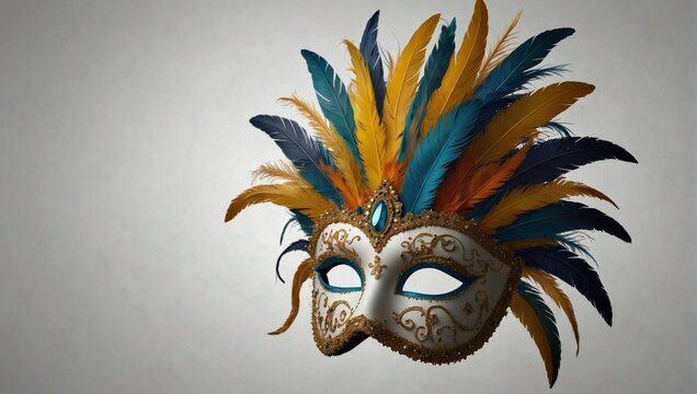 brazilian  carnival masque white back ground full image no cut feather hd quality high defination ,straight