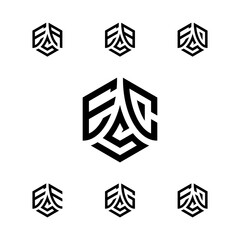 ECS Hexagon Lettermark Logo Set..