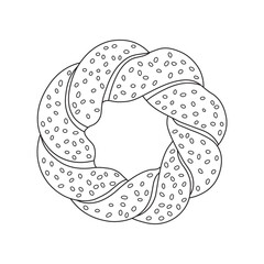 Hand drawn cartoon Vector illustration sesame bagel icon Isolated on White