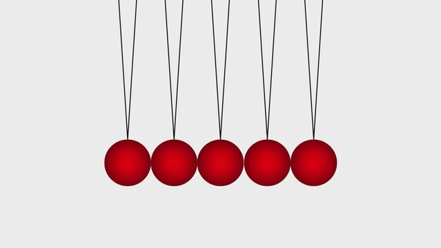 Newton's Cradle seamless looping animation. Hanging ball and swing motion.