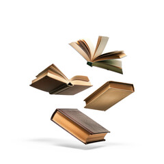 floating books on transparency background PNG
