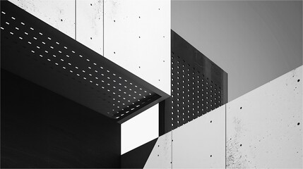 A striking desktop wallpaper featuring a minimalistic abstract architecture concept. Use clean lines, simple geometric shapes, and a monochromatic color palette to create a sleek and sophisticated com - obrazy, fototapety, plakaty