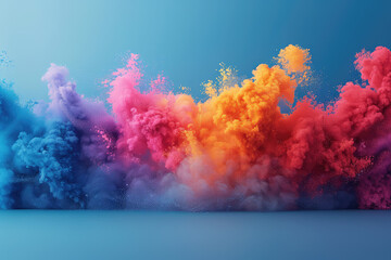  A vibrant burst of colors, with red and blue powder colliding in the center on an isolated background. Created with Ai