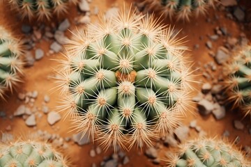 Naklejka na ściany i meble Top view of cactus in the desert