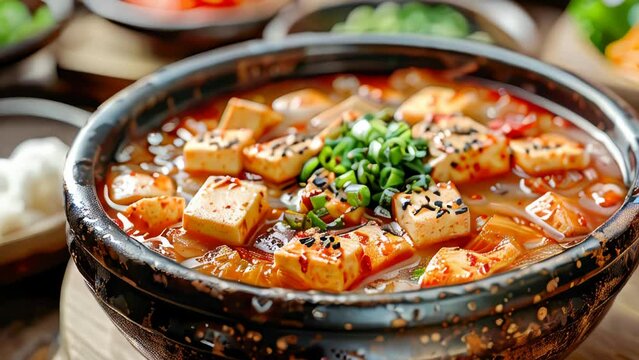Tteokbokki or korean spicy rice cake. Popular street Asian food for restaurant, cookbook and recipe