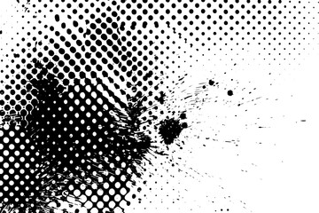 Black and white halftone pattern background. Black wavy halftone on white background vector. Dust and grunge with halftone texture.